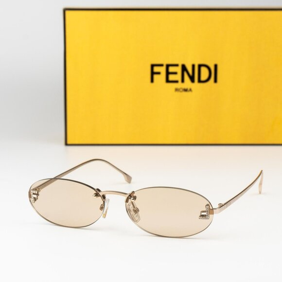 Fendi FIRST CRYSTAL Women Sunglasses Rose Brown Oval FE4075US 28Y NEW AUTHENTIC - Picture 1 of 12